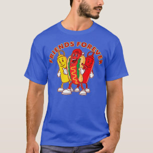 Freunde Forever Hot Dog Ketchup Mustard Funny T-Shirt