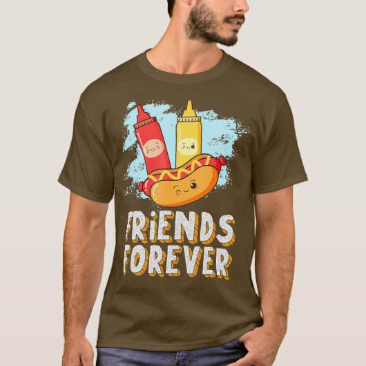 Freunde Forever Hotdog Bun Ketchup Mustard Mayo T-Shirt (Vorderseite)