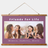 Freunde Foto Namen lila Wandteppich Mit Holzrahmen (Vorne)