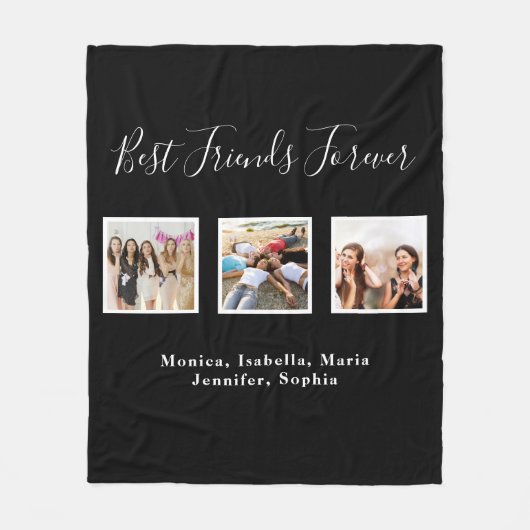 Freunde Foto Namen schwarz Fleecedecke (Vorderseite)
