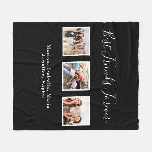 Freunde Foto Namen schwarz Fleecedecke (Vorderseite (Horizontal))