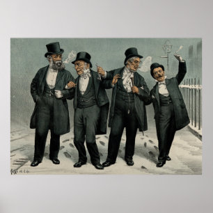 Freunde frohe Weihnachtsfeier Vintag Poster