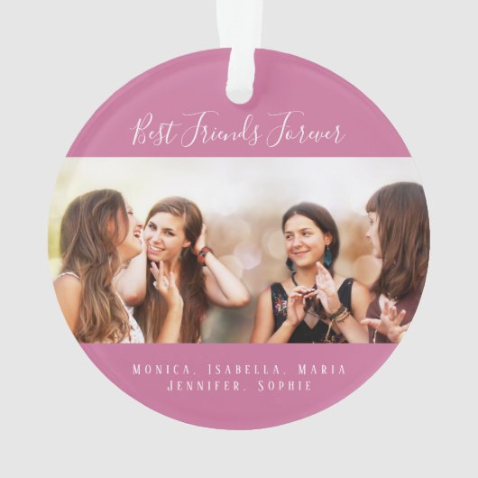 Freunde für das Leben Foto dunkelrosa Namen Keepak Ornament (Rückseite)
