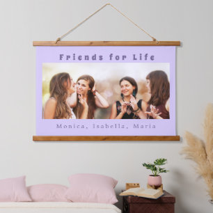 Freunde für das Leben Foto Namen violett lila Wandteppich Mit Holzrahmen