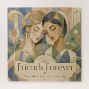 Freunde für immer Art Deco Porträt zweier Frauen Puzzle