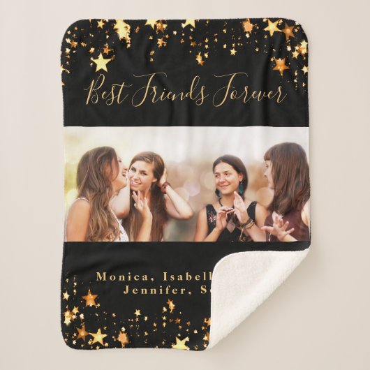 Freunde für immer BESTE FREUNDIN schwarzes Gold Fo Sherpadecke (Vorderseite)