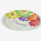 Freunde für immer farbenfrohe Tage Pappteller (Schrägansicht)