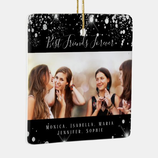 Freunde für immer Foto aus schwarzem Silber Keramikornament (Rechts)