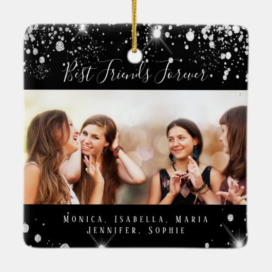 Freunde für immer Foto aus schwarzem Silber Keramikornament (Rückseite)