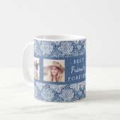 Freunde für immer Foto Collage Blue Denim Spitzen Kaffeetasse (Vorderseite Links)