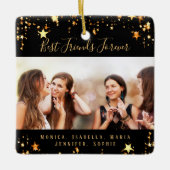 Freunde für immer Foto mit schwarzen goldenen Ster Keramikornament (Vorderseite)