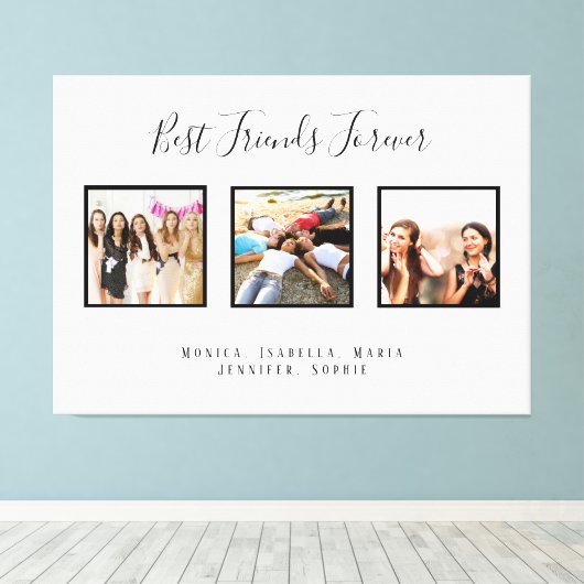 Freunde für immer Foto-Namen weißen Chic Leinwanddruck (Insitu (Holzboden))