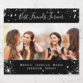 Freunde für immer Foto schwarz silber Glitzer Schaumweinetikett (Einzelnes Label)