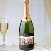 Freunde für immer Foto schwarz silber Glitzer Schaumweinetikett