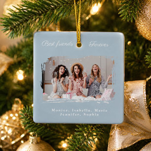 Freunde für immer Foto staubblaues Weihnachten Keramikornament