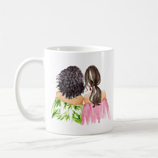 Freunde für immer Geschenk Tasse Schwarzes Haar un (Links)