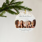 Freunde für immer Gold Glitzer Foto weiß Keramik Ornament