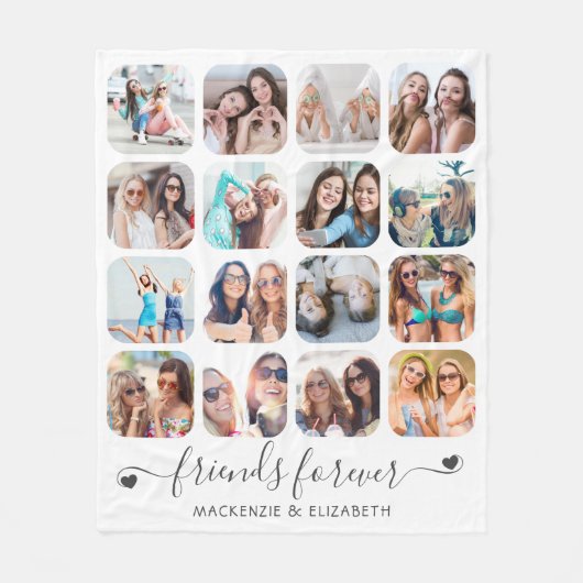 Freunde für immer handgeschriebene Skriptschwerpun Fleecedecke (Vorderseite)