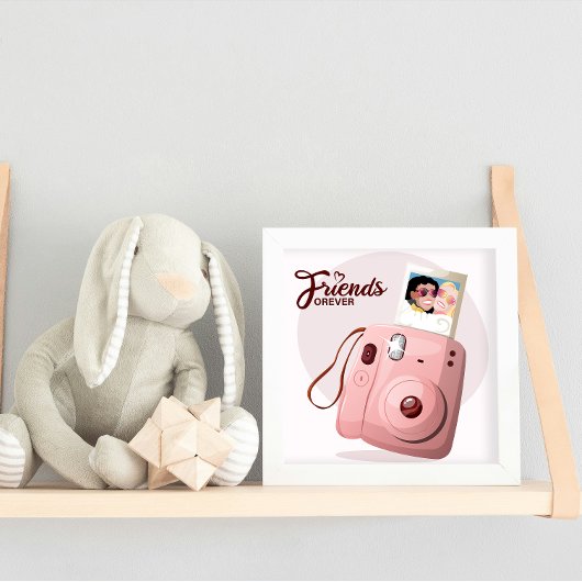 Freunde für immer mit rosafarbener Kamera und Foto Poster