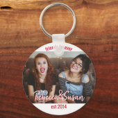 Freunde für immer | Name und Datum des Fotos hochl Schlüsselanhänger (Vorderseite)