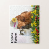 Freunde für immer Niedliche Haustiere Katze und Hu Puzzle (Vertikal)