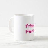 Freunde für immer Pink Hört Typografie Freundschaf Kaffeetasse (Vorderseite Links)