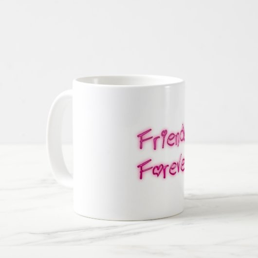Freunde für immer Pink Hört Typografie Freundschaf Kaffeetasse (Vorderseite Links)