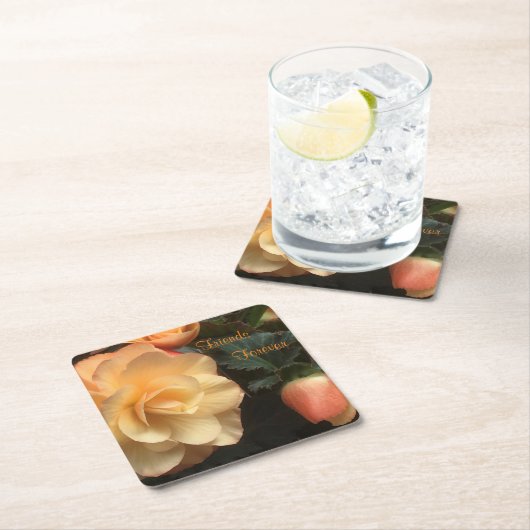 Freunde für immer rechteckiger pappuntersetzer (Vor Ort)