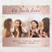 Freunde für immer Rose Gold Foto Namen Schaumweinetikett (Einzelnes Label)