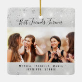 Freunde für immer Silbermedaille Glitzer Foto Keramikornament (Rückseite)