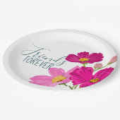 Freunde für immer strahlende Blume und Schmetterli Pappteller (Schrägansicht)