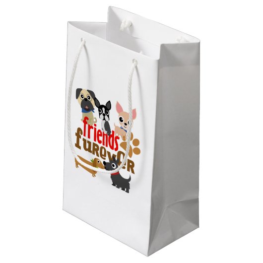 Freunde Furever Hunde Welpen Kleine Geschenktüte (Rückseite Schrägansicht)