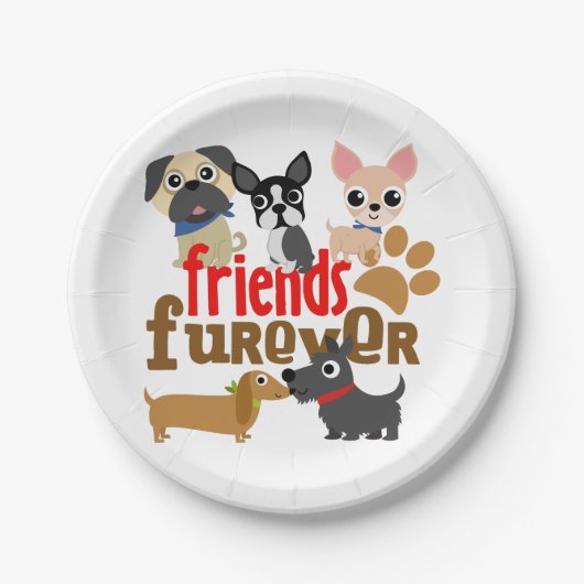 Freunde Furever Hunde Welpen Pappteller (Vorderseite)