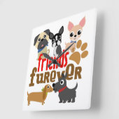 Freunde Furever Hunde Welpen Quadratische Wanduhr (Winkel)