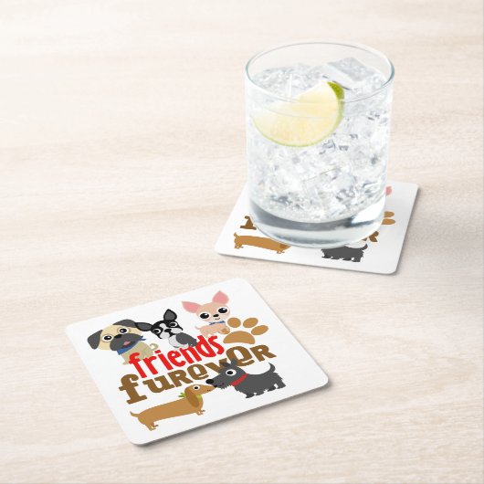 Freunde Furever Hunde Welpen Rechteckiger Pappuntersetzer (Vor Ort)