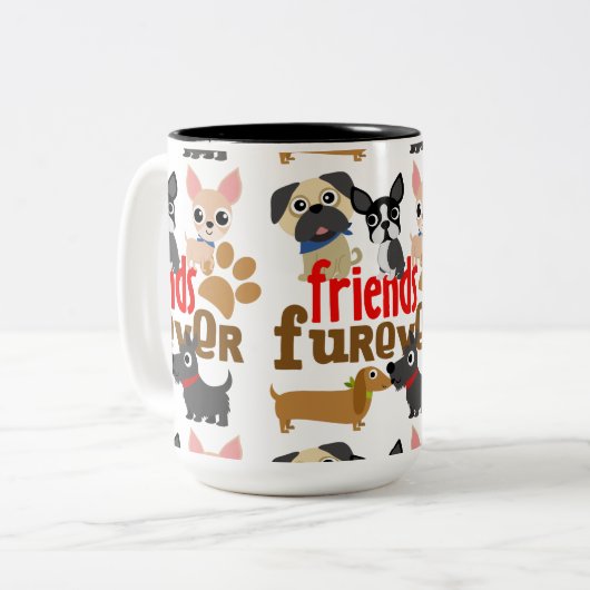 Freunde Furever Hunde Welpen Zweifarbige Tasse (Vorderseite Links)