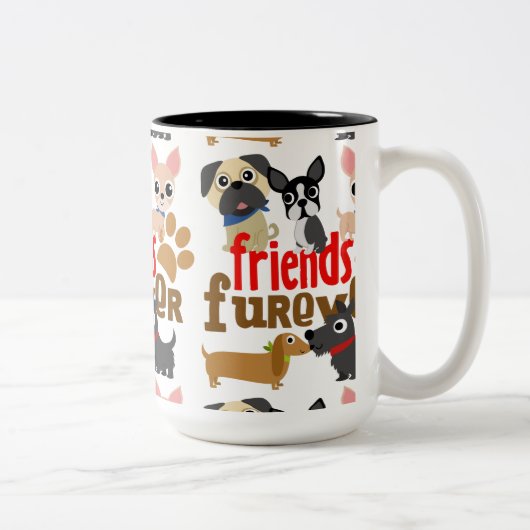 Freunde Furever Hunde Welpen Zweifarbige Tasse (Rechts)
