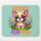 Freunde Furever Pun. Niedlicher Bulldog-Hündchen Mousepad (Vorne)