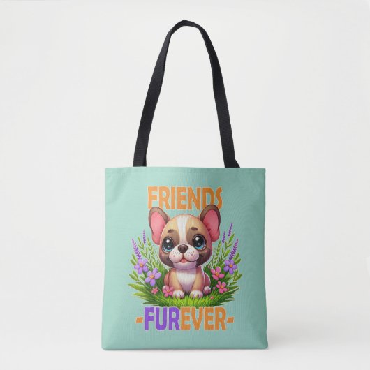 Freunde Furever Pun. Niedlicher Bulldog-Hündchen Tasche (Vorderseite)