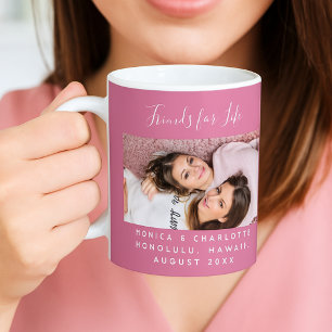 Freunde fürs Leben Foto Namen dunkles Rosa Kaffeetasse