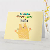 Freunde glücklich Neues Jahr 1 Januar Katze Neujah Karte (Gelbe Blume)