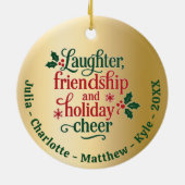 Freunde goldgrüne Typografie Weihnachten Keramik Ornament (Hinten)