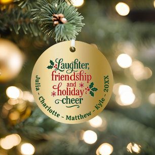 Freunde goldgrüne Typografie Weihnachten Ornament Aus Metall