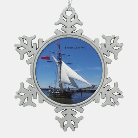 Freunde guten Willens Ball oder Schneeflocken Orna Schneeflocken Zinn-Ornament (Vorderseite)