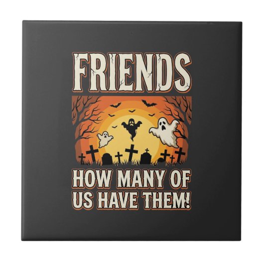 Freunde Halloween Geist Friedhof Design_1 Fliese (Vorderseite)