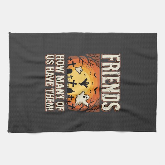 Freunde Halloween Geist Friedhof Design_1 Geschirrtuch (Horizontal)