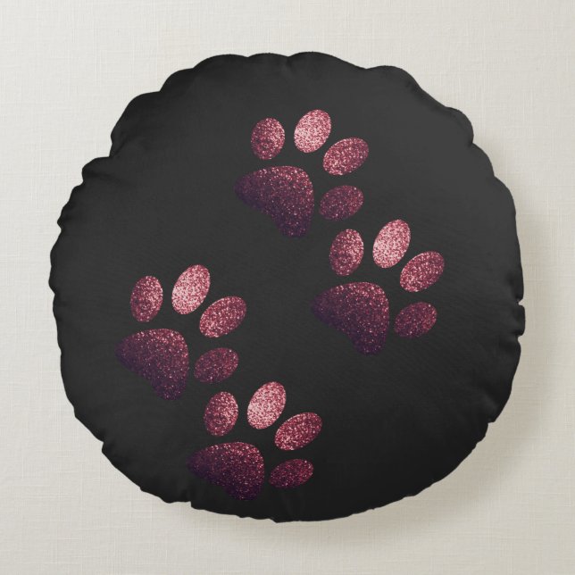 Freunde Hund funkeln dunkelrot Rundes Kissen (Vorderseite)