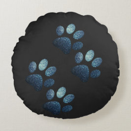 Freunde Hund funkelt dunkelblau Rundes Kissen