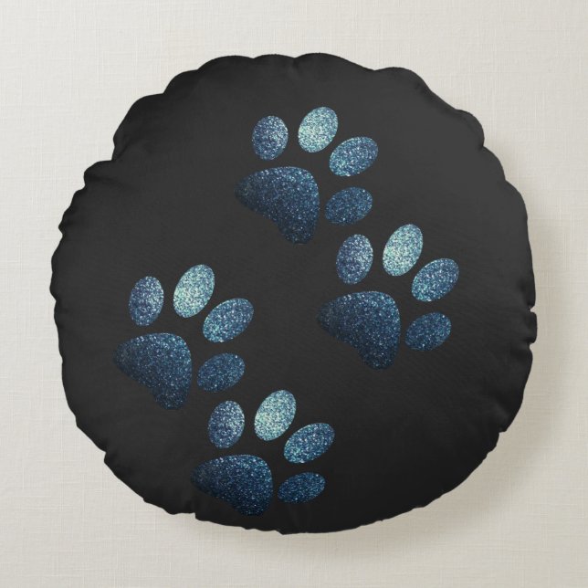 Freunde Hund funkelt dunkelblau Rundes Kissen (Vorderseite)