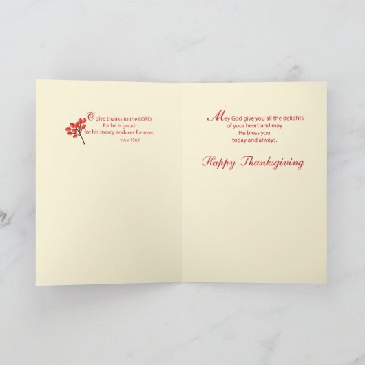 Freunde im Erntedank mit Kreuz und Kürbis Karte (Innenseite)